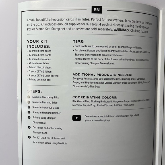 Card Class Gorgeous Posies Kit (16 Cards) by Stampin Up! *Retired* - Picture 3 of 5